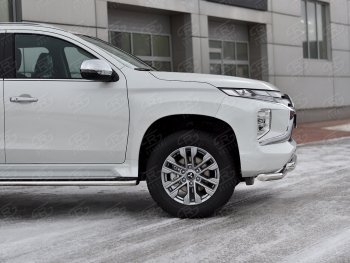 30 999 р. Защита переднего бампера SLITKOFF (Ø63 мм с уголками, нержавейка) Mitsubishi Pajero Sport QF рестайлинг (2019-2022)  с доставкой в г. Владивосток. Увеличить фотографию 4