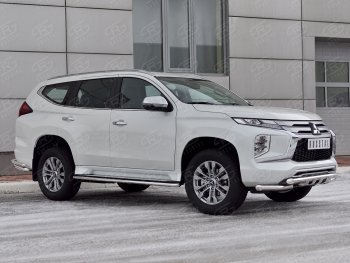 30 999 р. Защита переднего бампера SLITKOFF (Ø63 мм с уголками, нержавейка) Mitsubishi Pajero Sport QF рестайлинг (2019-2022)  с доставкой в г. Владивосток. Увеличить фотографию 3