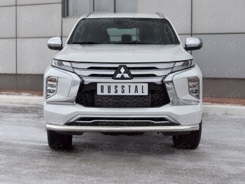 17 499 р. Защита переднего бампера SLITKOFF (Ø63 мм, нержавейка) Mitsubishi Pajero Sport QF рестайлинг (2019-2022)  с доставкой в г. Владивосток. Увеличить фотографию 3