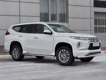 Защита переднего бампера SLITKOFF (Ø63 мм, нержавейка) Mitsubishi Pajero Sport QF рестайлинг (2019-2022)