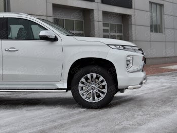 24 999 р. Защита переднего бампера (2 трубы Ø63 и 42 мм, нержавейка) SLITKOFF Mitsubishi Pajero Sport QF рестайлинг (2019-2022)  с доставкой в г. Владивосток. Увеличить фотографию 4