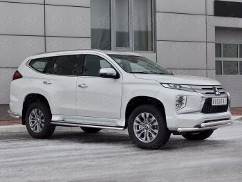 24 999 р. Защита переднего бампера (2 трубы Ø63 и 42 мм, нержавейка) SLITKOFF Mitsubishi Pajero Sport QF рестайлинг (2019-2022)  с доставкой в г. Владивосток. Увеличить фотографию 3