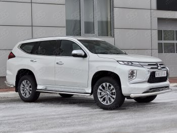 20 999 р. Защита переднего бампера (Ø76 мм, нержавейка) SLITKOFF Mitsubishi Pajero Sport QF рестайлинг (2019-2022)  с доставкой в г. Владивосток. Увеличить фотографию 3