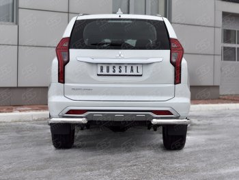 17 999 р. Защита заднего бампера (Ø63 мм уголки, нержавейка) SLITKOFF Mitsubishi Pajero Sport QF рестайлинг (2019-2022)  с доставкой в г. Владивосток. Увеличить фотографию 4