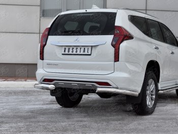 17 699 р. Защита заднего бампера (Ø76 мм уголки, нержавейка) Mitsubishi Pajero Sport QF рестайлинг (2019-2022)  с доставкой в г. Владивосток. Увеличить фотографию 4