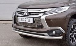 3 749 р. Защитная решётка в воздуховод бампера Berkut (нержавейка) Mitsubishi Pajero Sport QE дорестайлинг (2015-2021)  с доставкой в г. Владивосток. Увеличить фотографию 2