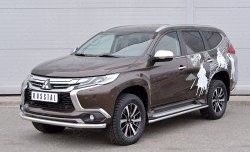 18 649 р. Защита переднего бампера (Ø63 мм, нержавейка) SLITKOFF  Mitsubishi Pajero Sport  QE (2015-2021) дорестайлинг  с доставкой в г. Владивосток. Увеличить фотографию 2