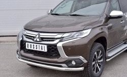 18 649 р. Защита переднего бампера (Ø63 мм, нержавейка) SLITKOFF  Mitsubishi Pajero Sport  QE (2015-2021) дорестайлинг  с доставкой в г. Владивосток. Увеличить фотографию 3