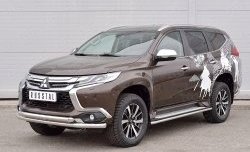 18 449 р. Защита переднего бампера (2 трубыØ63 мм, нержавейка) SLITKOFF  Mitsubishi Pajero Sport  QE (2015-2021) дорестайлинг  с доставкой в г. Владивосток. Увеличить фотографию 2