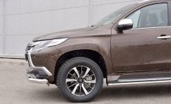 21 999 р. Защита переднего бампера (2 трубыØ76 и 42 мм, нержавейка) SLITKOFF  Mitsubishi Pajero Sport  QE (2015-2021) дорестайлинг  с доставкой в г. Владивосток. Увеличить фотографию 4