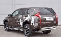 24 999 р. Защита заднего бампера (Ø63 мм, нержавейка) SLITKOFF Mitsubishi Pajero Sport QE дорестайлинг (2015-2021) (лист - алюминий, профиль - нержавейка)  с доставкой в г. Владивосток. Увеличить фотографию 2