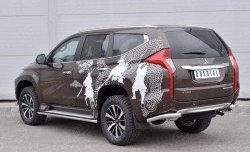 16 999 р. Защита заднего бампера (Ø63 мм уголки, нержавейка) SLITKOFF Mitsubishi Pajero Sport QE дорестайлинг (2015-2021)  с доставкой в г. Владивосток. Увеличить фотографию 2