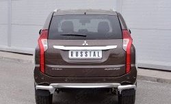 Защита заднего бампера (Ø63 мм уголки, нержавейка) SLITKOFF Mitsubishi (Митсубиси) Pajero Sport (Паджеро)  QE (2015-2021) QE дорестайлинг