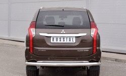 Защита заднего бампера (Ø76 мм, нержавейка) SLITKOFF Mitsubishi (Митсубиси) Pajero Sport (Паджеро)  QE (2015-2021) QE дорестайлинг