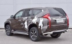 14 449 р. Защита заднего бампера (Ø76 мм уголки, нержавейка) SLITKOFF Mitsubishi Pajero Sport QE дорестайлинг (2015-2021)  с доставкой в г. Владивосток. Увеличить фотографию 2