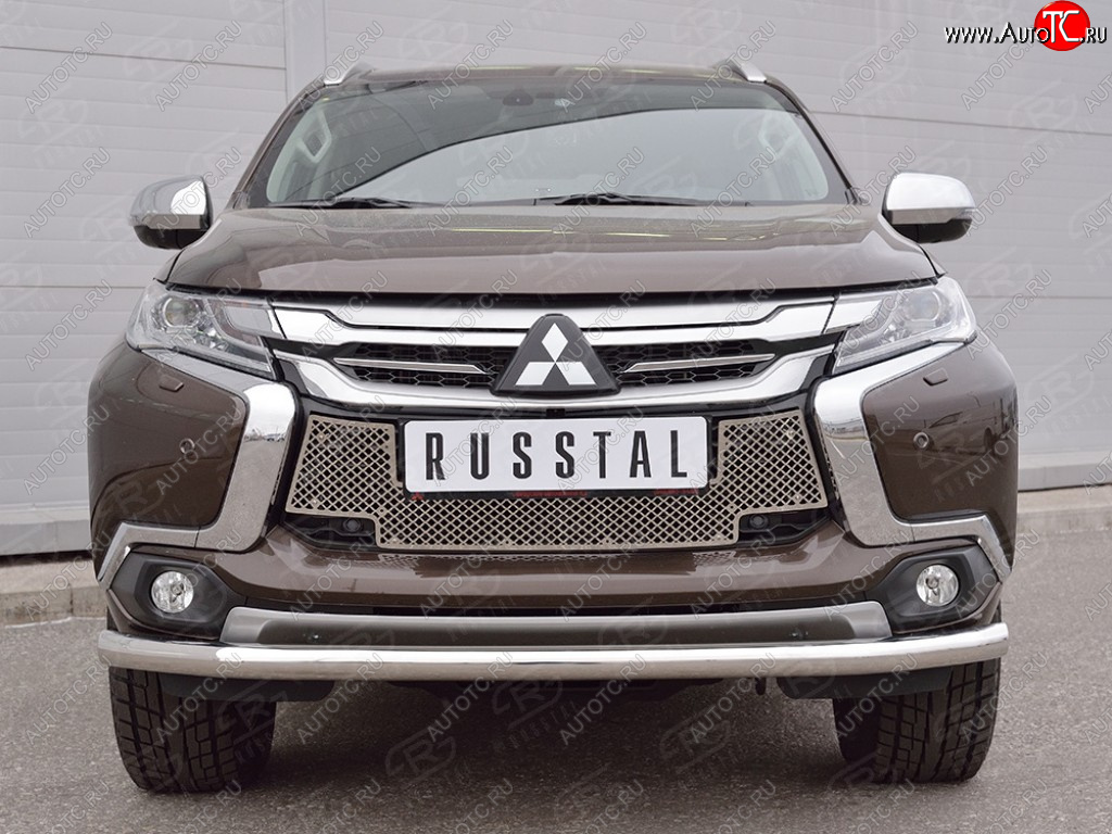 4 299 р. Сетка нижнего воздухозаборника (нержавеющая сталь) Russtal Mitsubishi Pajero Sport QE дорестайлинг (2015-2021)  с доставкой в г. Владивосток