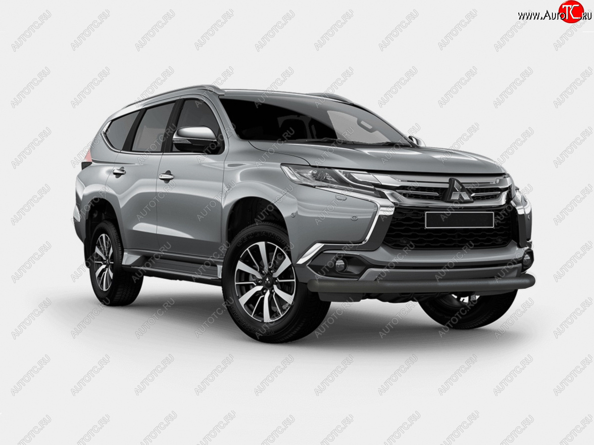 10 999 р. Защита переднего бампера (Ø63 мм, окрашенная) SLITKOFF  Mitsubishi Pajero Sport  QE (2015-2021) дорестайлинг (цвет черный муар)  с доставкой в г. Владивосток