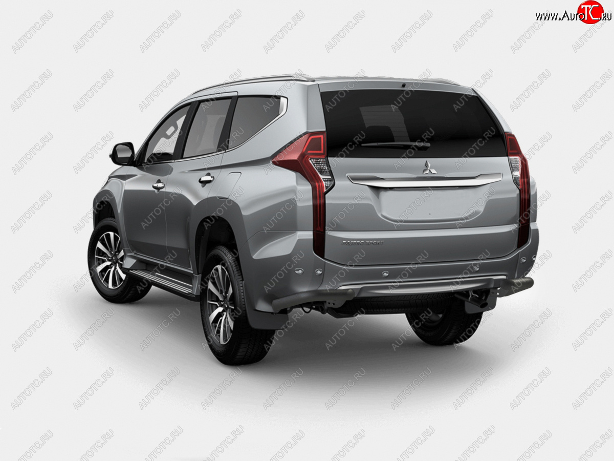 10 599 р. Защита заднего бампера SLITKOFF (Ø63 мм уголки, крепеж Bosal) Mitsubishi Pajero Sport QE дорестайлинг (2015-2021) (нержавейка с полимерным покрытием, черный)  с доставкой в г. Владивосток