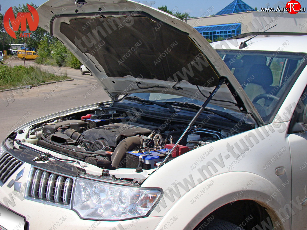 2 969 р. Упор капота MV-Tuning (одинарный) Mitsubishi Pajero Sport PB дорестайлинг (2008-2013)  с доставкой в г. Владивосток