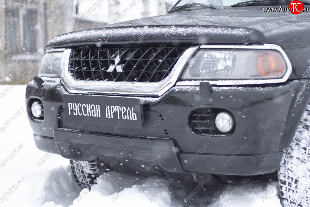 879 р. Зимняя заглушка решетки переднего бампера РА  Mitsubishi Pajero Sport  PA (1996-2004) дорестайлинг  с доставкой в г. Владивосток