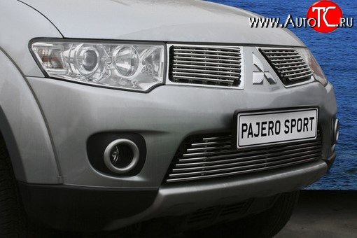 5 399 р. Декоративная вставка решетки радиатора Berkut Mitsubishi Pajero Sport PB дорестайлинг (2008-2013)  с доставкой в г. Владивосток