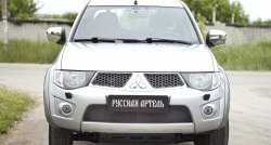 2 179 р. Защитная сетка решетки переднего бампера РА  Mitsubishi Pajero Sport  PB (2008-2013) дорестайлинг  с доставкой в г. Владивосток. Увеличить фотографию 2