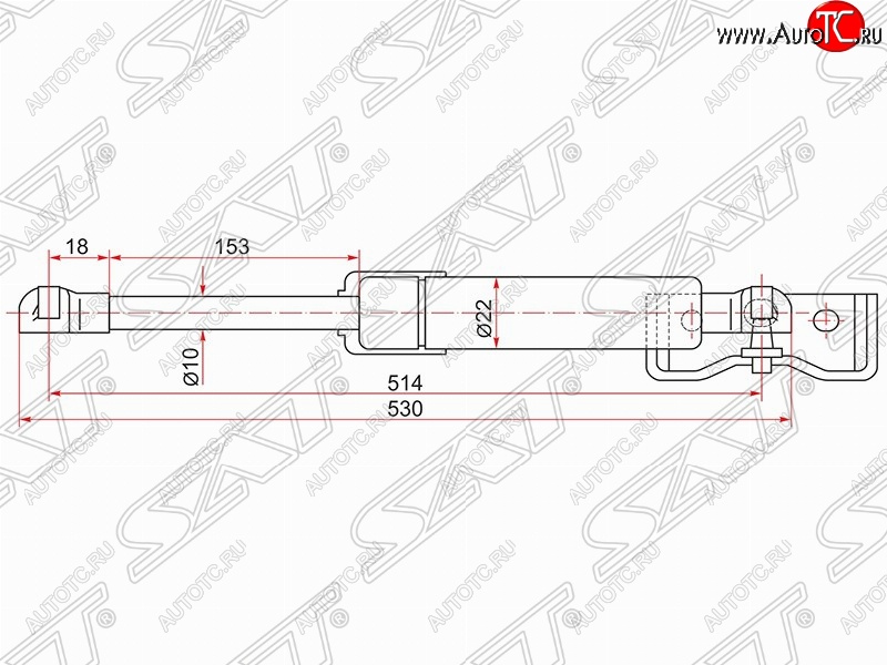 1 189 р. Газовый упор крышки багажника SAT  Mitsubishi Pajero Sport  PB (2008-2013) дорестайлинг  с доставкой в г. Владивосток