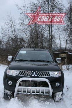 18 314 р. Защита переднего бампера Souz-96 (d76) Mitsubishi Pajero Sport PB дорестайлинг (2008-2013)  с доставкой в г. Владивосток. Увеличить фотографию 2