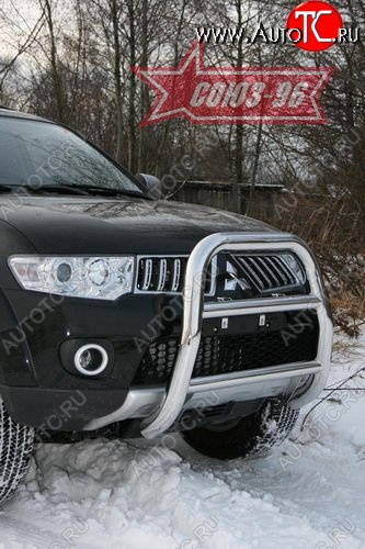 16 739 р. Защита переднего бампера Souz-96 (d76) Mitsubishi Pajero Sport PB дорестайлинг (2008-2013)  с доставкой в г. Владивосток