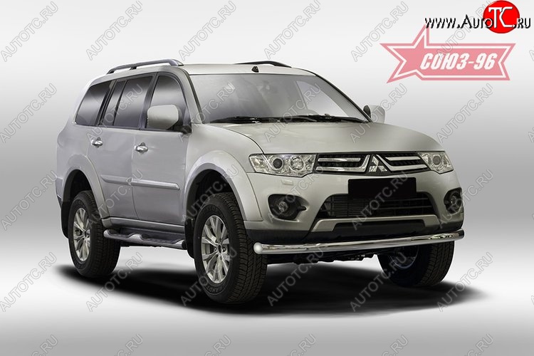 11 654 р. Защита переднего бампера одинарная Souz-96 (d76) Mitsubishi Pajero Sport PB дорестайлинг (2008-2013)  с доставкой в г. Владивосток