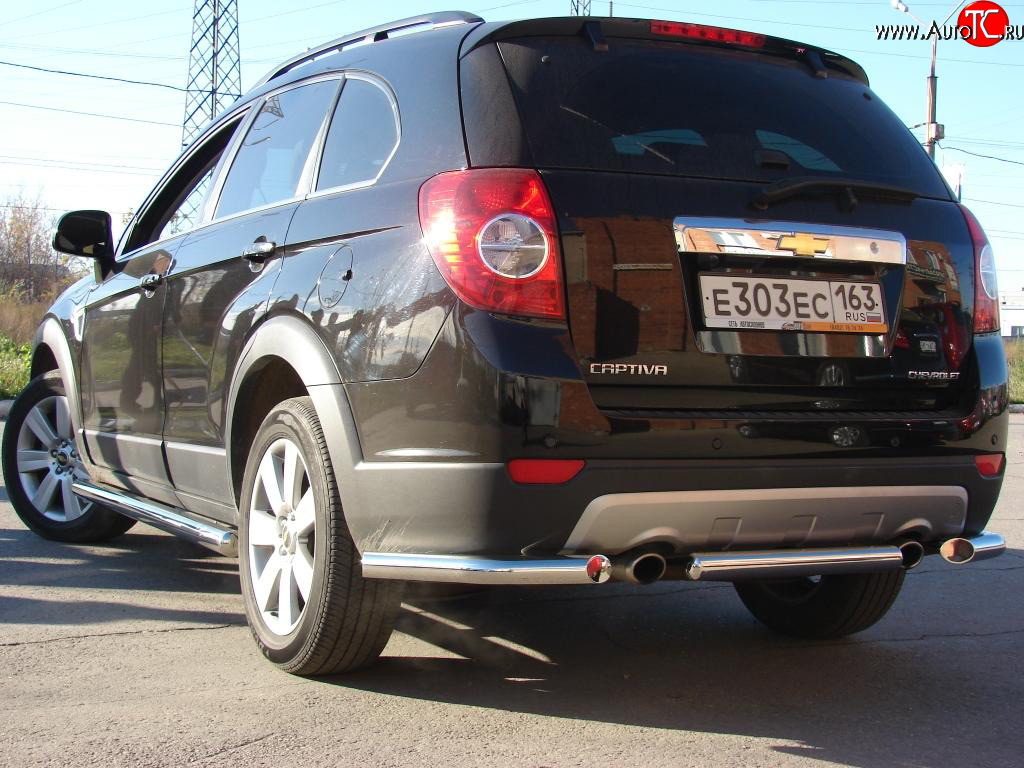 8 599 р. Защита заднего бампера из труб d63.5 Metall-design Chevrolet Captiva  дорестайлинг (2006-2011) (Комплект)  с доставкой в г. Владивосток