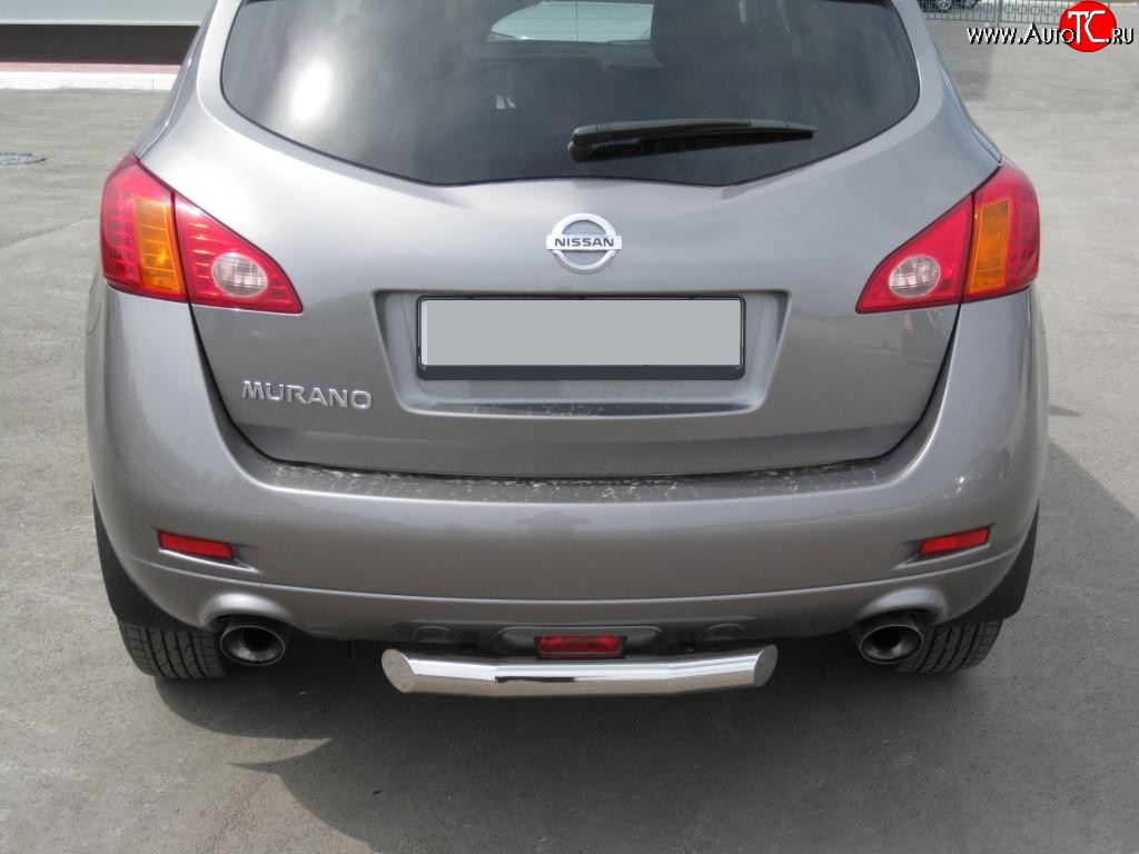 14 999 р. Защита заднего бампера (Ø63, короткая, нержавейка) SLITKOFF  Nissan Murano  2 Z51 (2008-2016) дорестайлинг, рестайлинг (Нержавеющая сталь)  с доставкой в г. Владивосток