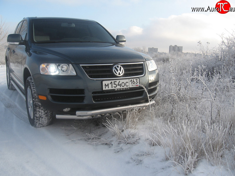 13 699 р. Двойная Защита переднего бампера Metall Design Volkswagen Touareg GP дорестайлинг (2002-2007)  с доставкой в г. Владивосток