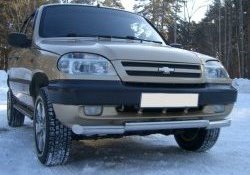 Защита переднего бампера (Ø63 мм ступень, нержавейка) SLITKOFF Chevrolet (Шевролет) Niva (Нива)  2123 (2002-2008), Лада (ваз) 2123 (Нива Шевроле) (niva) (2002-2008)