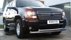 27 999 р. Защита переднего бампера (2 трубыØ76 мм, нержавейка) SLITKOFF  Chevrolet Tahoe  GMT900 (2006-2013) 5 дв.  с доставкой в г. Владивосток. Увеличить фотографию 6