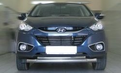 Защита переднего бампера (2 трубыØ76 и 42 мм, нержавейка) SLITKOFF Hyundai IX35 LM дорестайлинг (2009-2013)