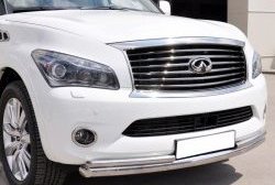 Защита переднего бампера (2 трубыØ76 и 42 мм, нержавейка) SLITKOFF INFINITI QX56 Z62 (2010-2013)