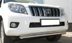 21 649 р. Защита переднего бампера (2 трубыØ76 и 42 мм, нержавейка) SLITKOFF  Toyota Land Cruiser Prado  J150 (2009-2013) дорестайлинг  с доставкой в г. Владивосток. Увеличить фотографию 1