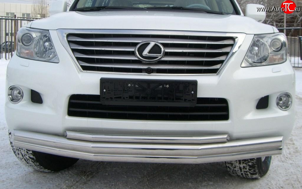 29 749 р. Тройная защита переднего бампера SLITKOFF 70 мм Lexus LX570 J200 дорестайлинг (2007-2012)  с доставкой в г. Владивосток