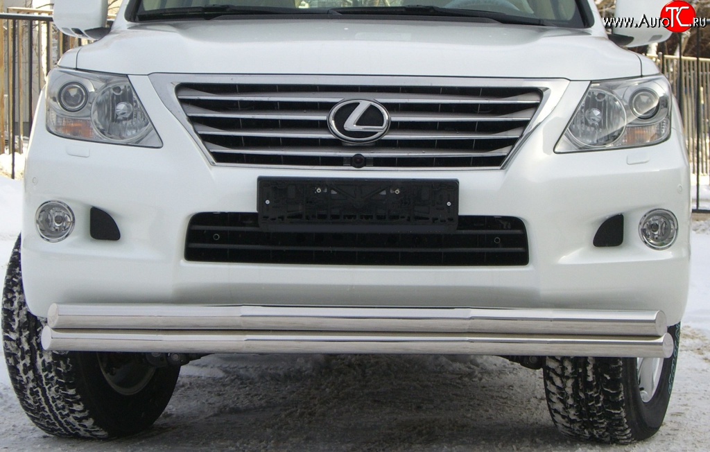 26 849 р. Защита переднего бампера (2 трубыØ70 мм, нержавейка) SLITKOFF Lexus LX570 J200 дорестайлинг (2007-2012)  с доставкой в г. Владивосток