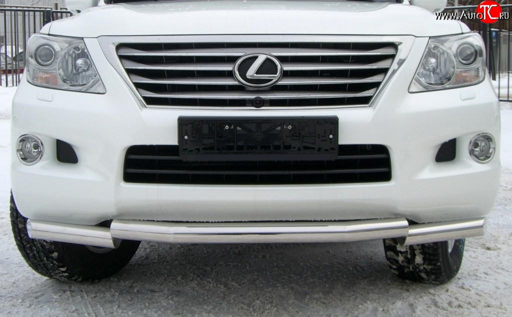 21 349 р. Защита переднего бампера (Ø70 мм ступень, нержавейка) SLITKOFF Lexus LX570 J200 дорестайлинг (2007-2012)  с доставкой в г. Владивосток