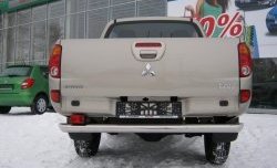 Защита заднего бампера (Ø76 мм, нержавейка) SLITKOFF Mitsubishi L200 4  дорестайлинг (2006-2014)