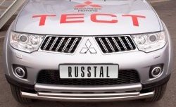 23 799 р. Защита переднего бампера (2 трубыØ76 и 63 мм, нержавейка) SLITKOFF  Mitsubishi Pajero Sport  PB (2008-2013) дорестайлинг  с доставкой в г. Владивосток. Увеличить фотографию 2