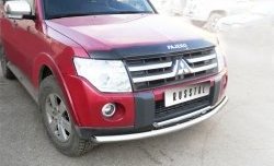 22 849 р. Защита переднего бампера (2 трубыØ76 и 42 мм, нержавейка) SLITKOFF Mitsubishi Pajero 4 V90 дорестайлинг (2006-2011)  с доставкой в г. Владивосток. Увеличить фотографию 2