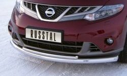 Защита переднего бампера (2 трубыØ63 и 42 мм, нержавейка) SLITKOFF Nissan (Нисан) Murano (Мурано)  2 Z51 (2010-2016) 2 Z51 рестайлинг