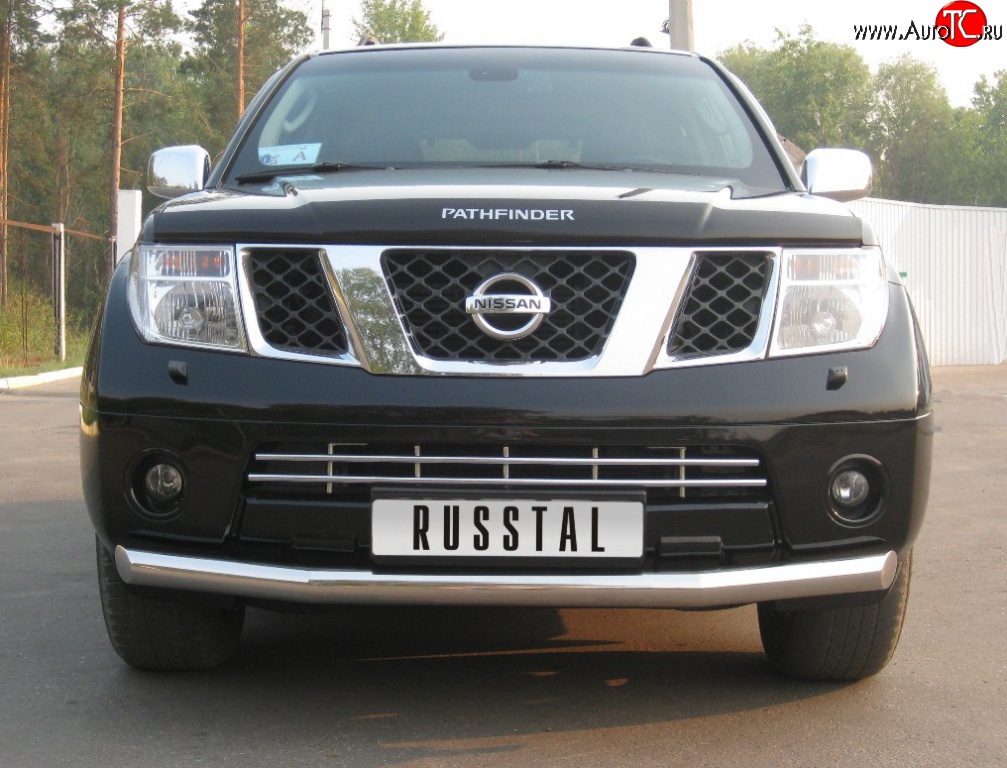 16 899 р. Одинарная защита переднего бампера SLITKOFF диаметром 76 мм  Nissan Pathfinder  R51 (2004-2007) дорестайлинг  с доставкой в г. Владивосток