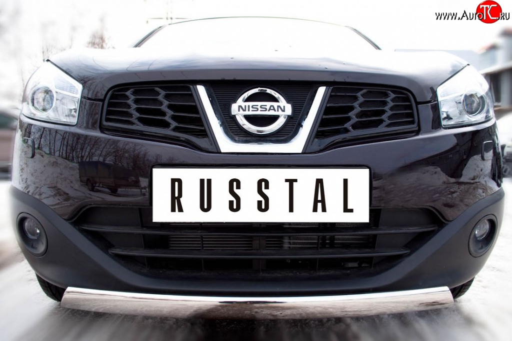 15 399 р. Защита переднего бампера (Ø75х42 мм, нержавейка) Russtal Nissan Qashqai +2 1 J10 дорестайлинг (2008-2010)  с доставкой в г. Владивосток