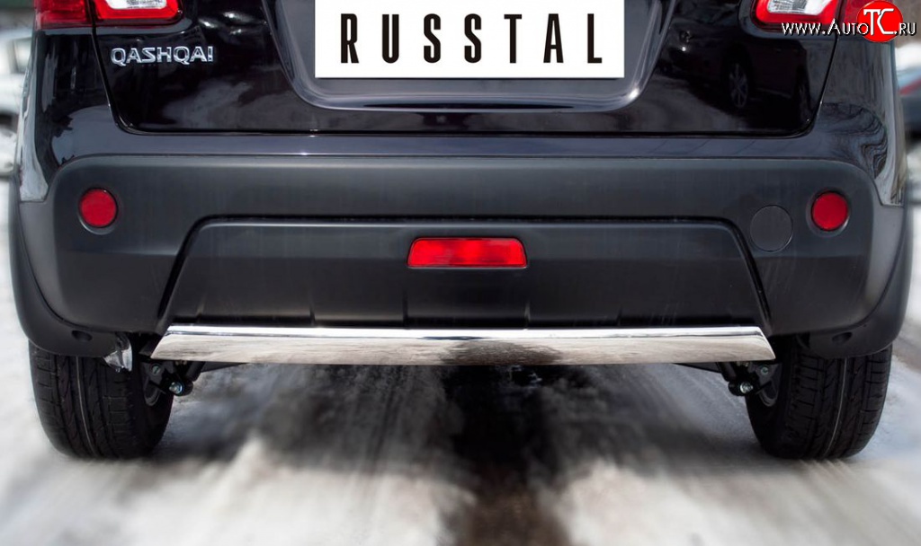 14 999 р. Защита заднего бампера (Ø75х42 мм, нержавейка) Russtal Nissan Qashqai 1 J10 рестайлинг (2010-2013)  с доставкой в г. Владивосток