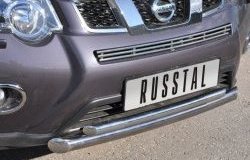 10 899 р. Защита переднего бампера (2 трубыØ63 и 42 мм, нержавейка) Russtal Nissan X-trail 2 T31 рестайлинг (2010-2015)  с доставкой в г. Владивосток. Увеличить фотографию 2