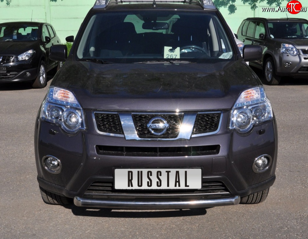 9 699 р. Одинарная защита переднего бампера Russtal диаметром 63 мм Nissan X-trail 2 T31 рестайлинг (2010-2015)  с доставкой в г. Владивосток